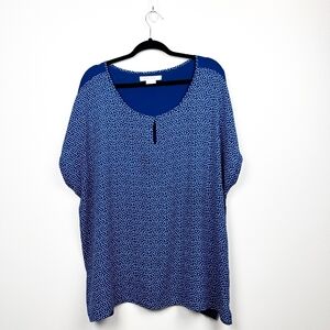 Penningtons Blue and White Polka Dot Scoop Neck Blouse